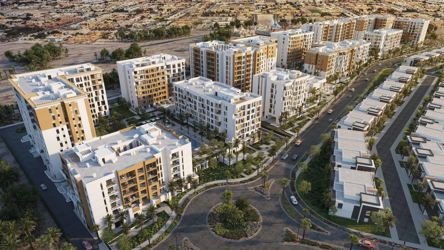 Aerial developer rendering of Hillside Residences at Wasl Gate
